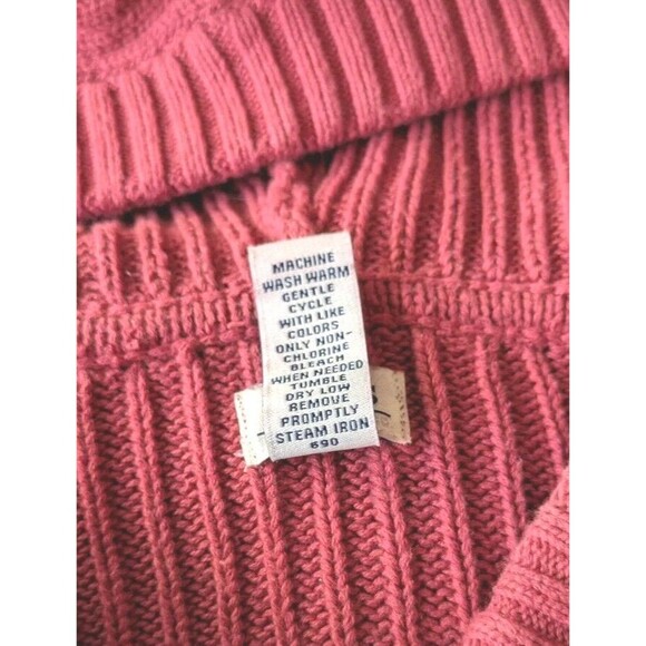Bass Women's Cardigan Size Medium Hooded Button Up Cable Knit Long Raspberry - Picture 9 of 12